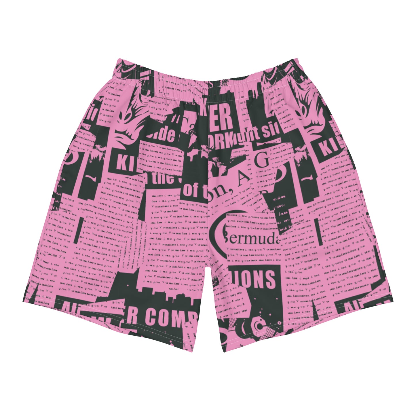 pink & black typography shorts front